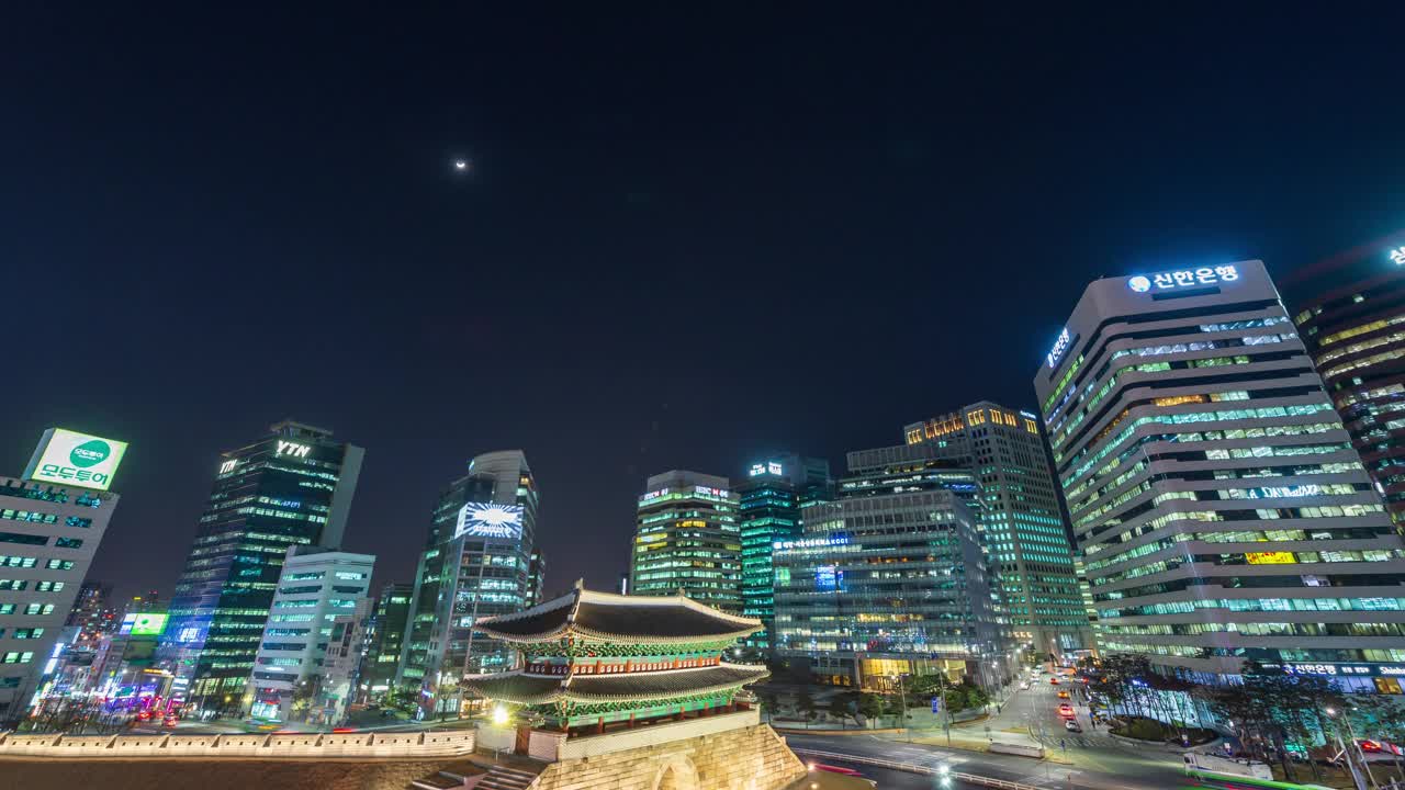 南大门(崇礼门)夜景/韩国首尔中区视频素材