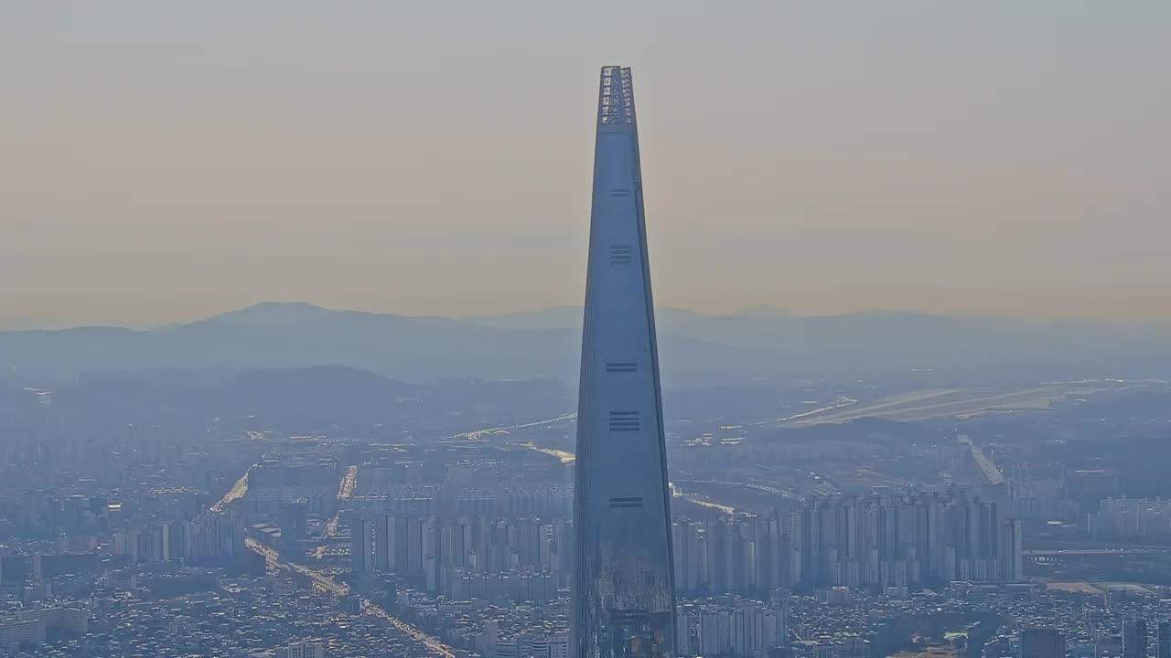 蚕室，乐天世界大厦及其周边/韩国首尔松坡区视频素材