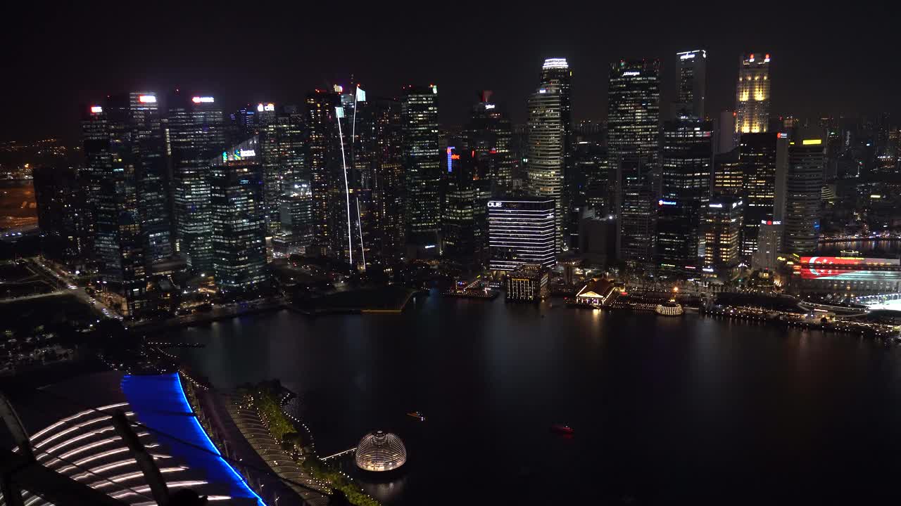 新加坡滨海湾天际线夜景视频素材