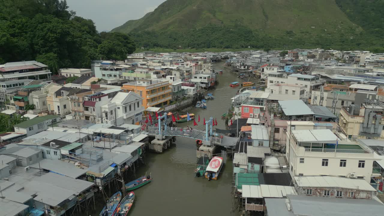 鸟瞰大澳渔村视频素材