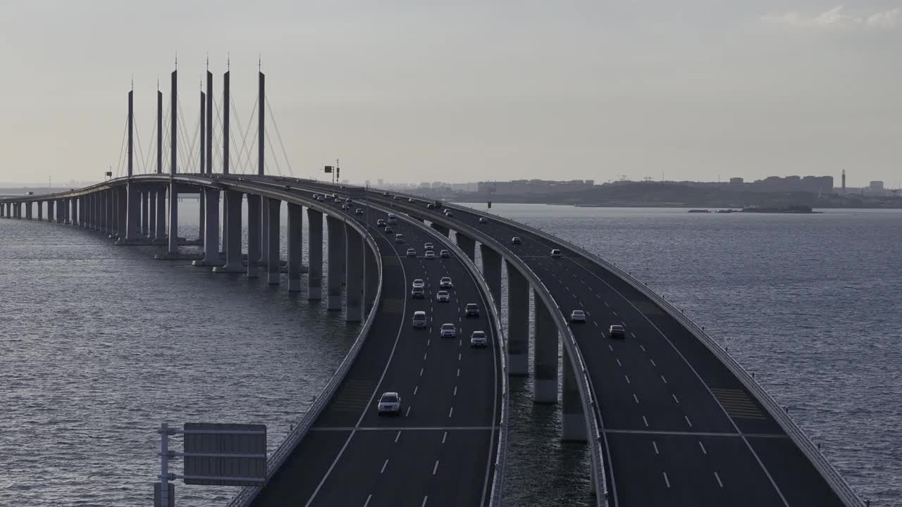 跨海大桥鸟瞰图视频素材