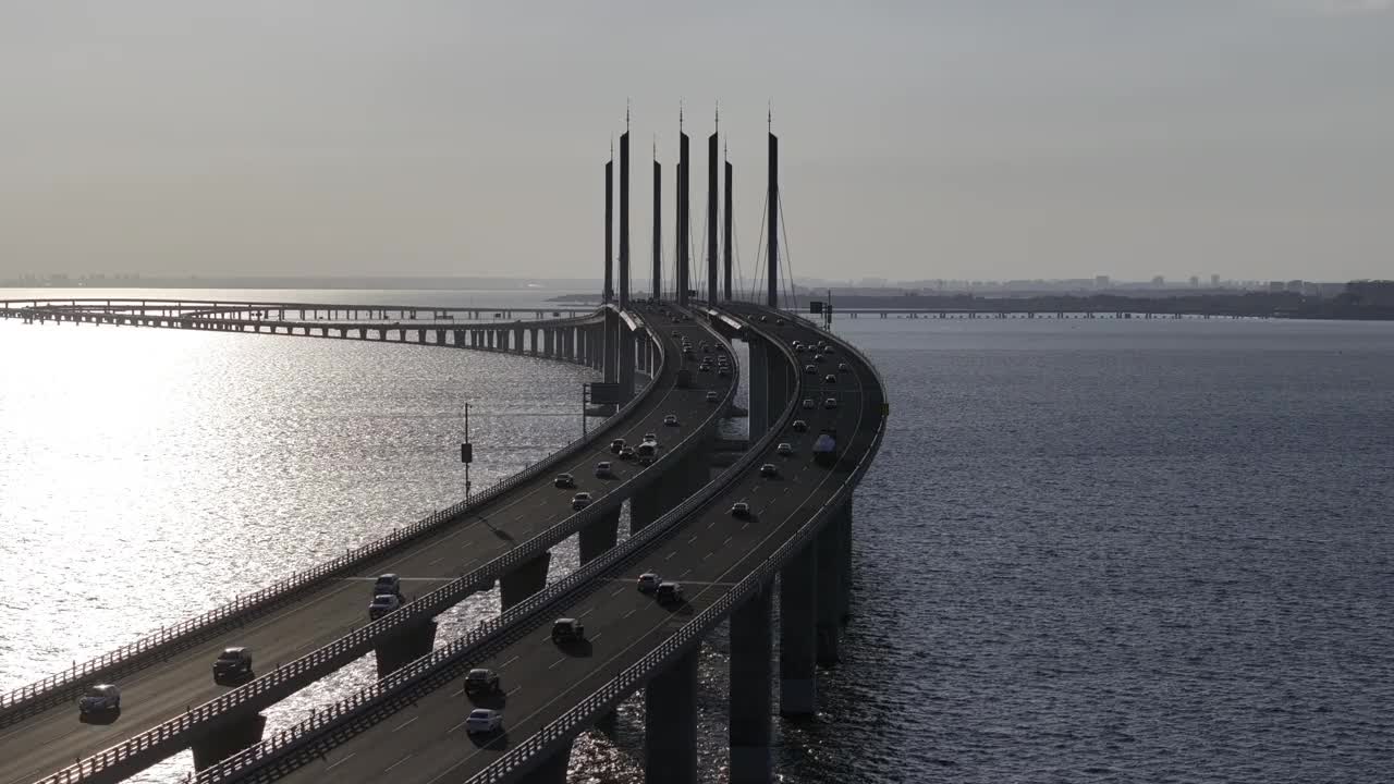 跨海大桥鸟瞰图视频素材