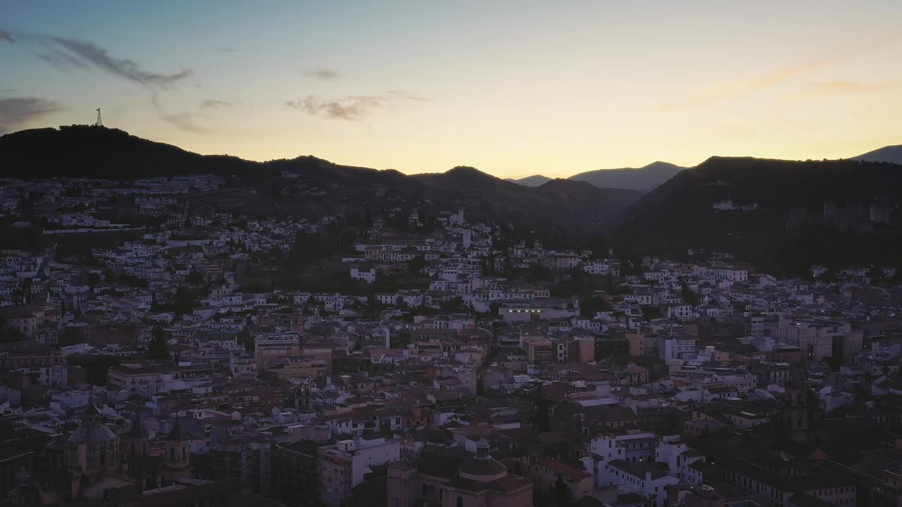 西班牙格拉纳达的日出鸟瞰图视频素材