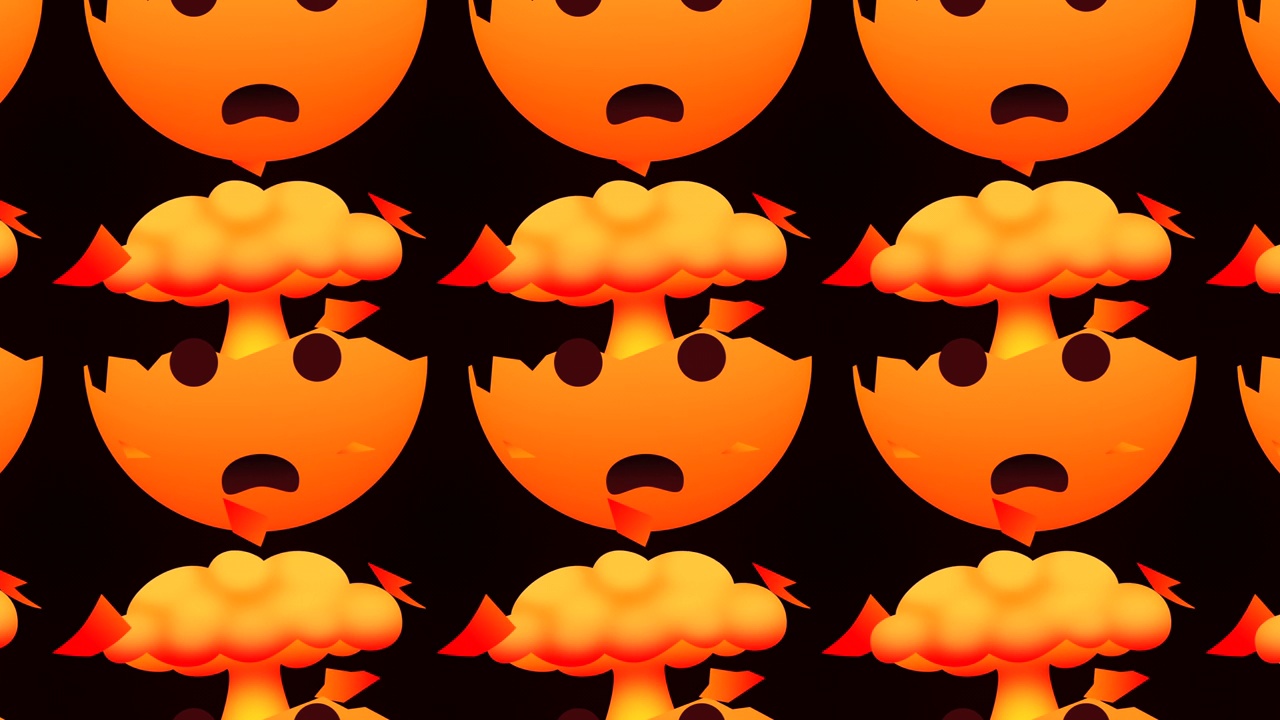 社交媒体表情符号动画-爆炸头。4K视频视频下载