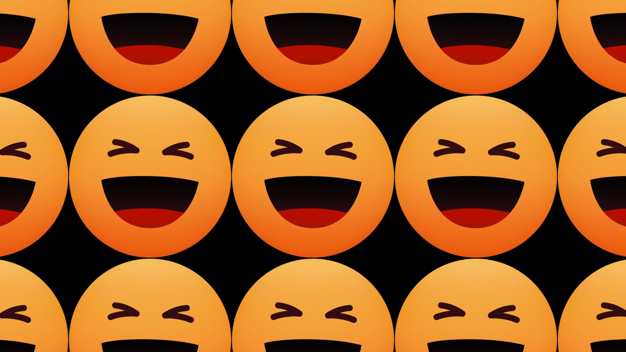 社交媒体表情符号动画-笑的脸。4K视频视频素材