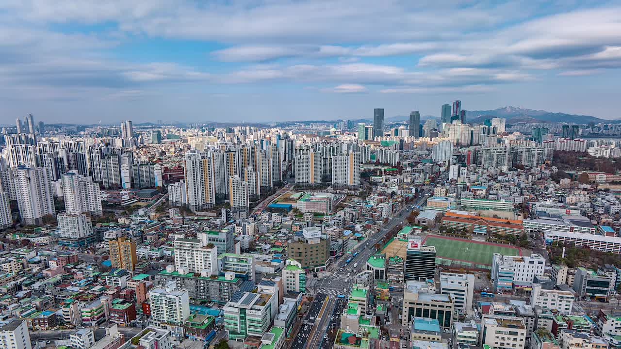 韩国首尔永登浦区，汝矣岛板路，建筑，公寓和周边环境视频素材