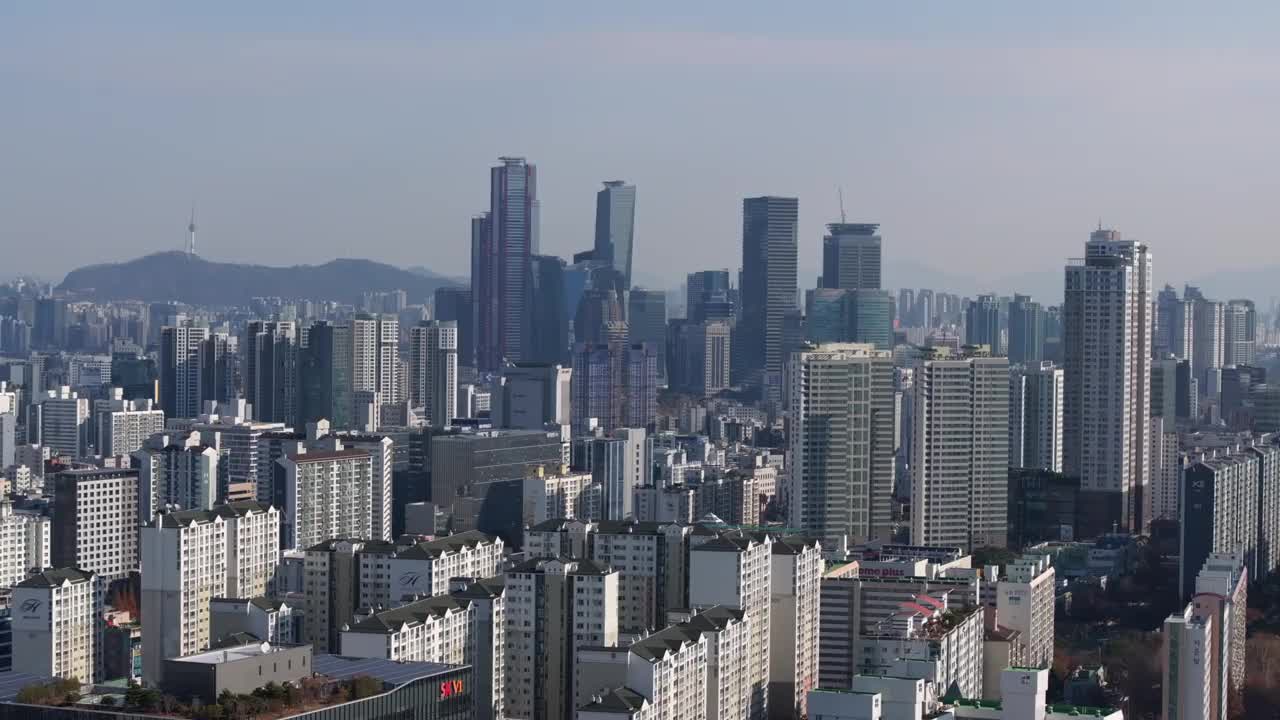 汝矣岛，金融区，建筑，道路和风景/韩国首尔永登浦区视频素材