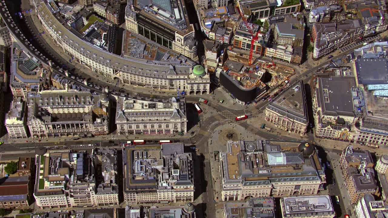 英国伦敦皮卡迪利广场鸟瞰图。4 k视频下载