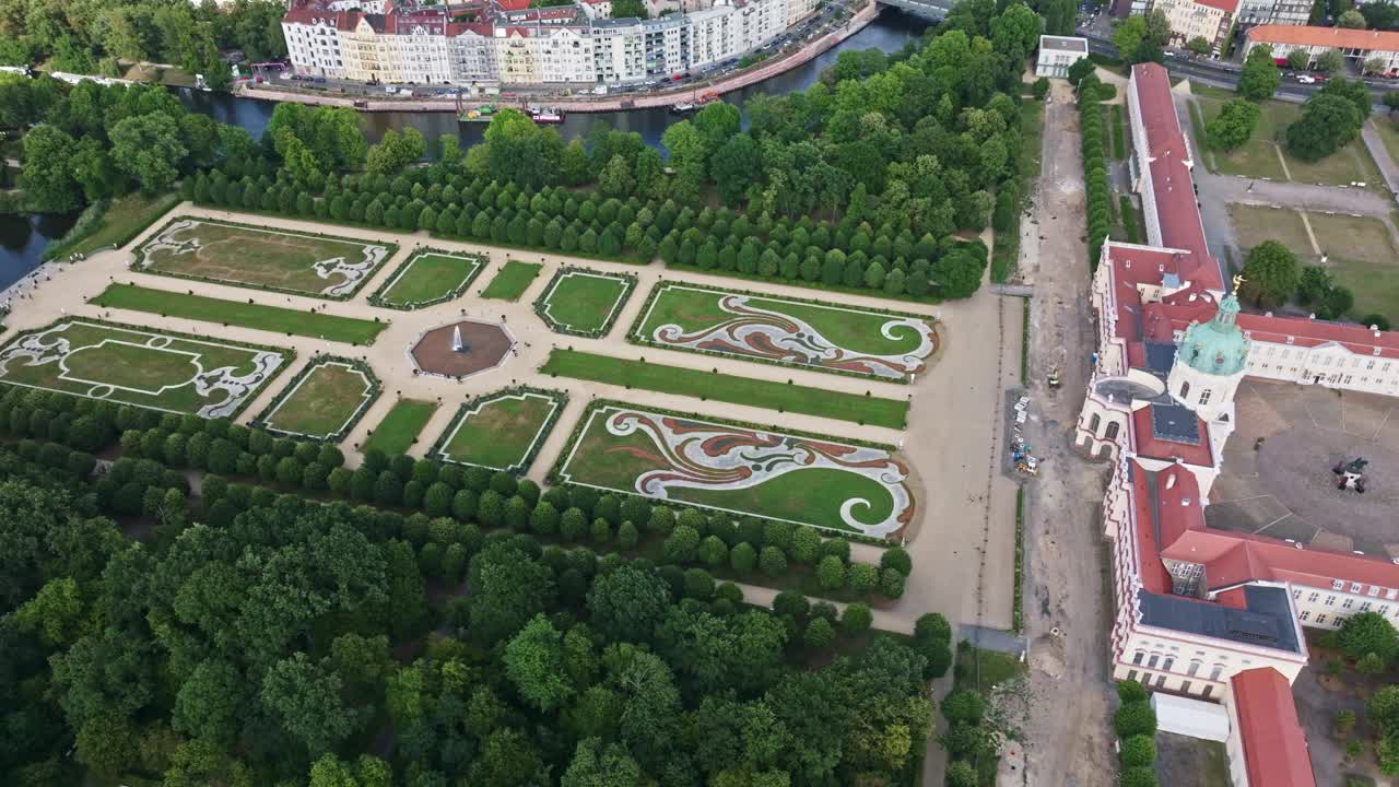 Aerial view of Charlottenburg Palace , Berlin , Germany视频素材