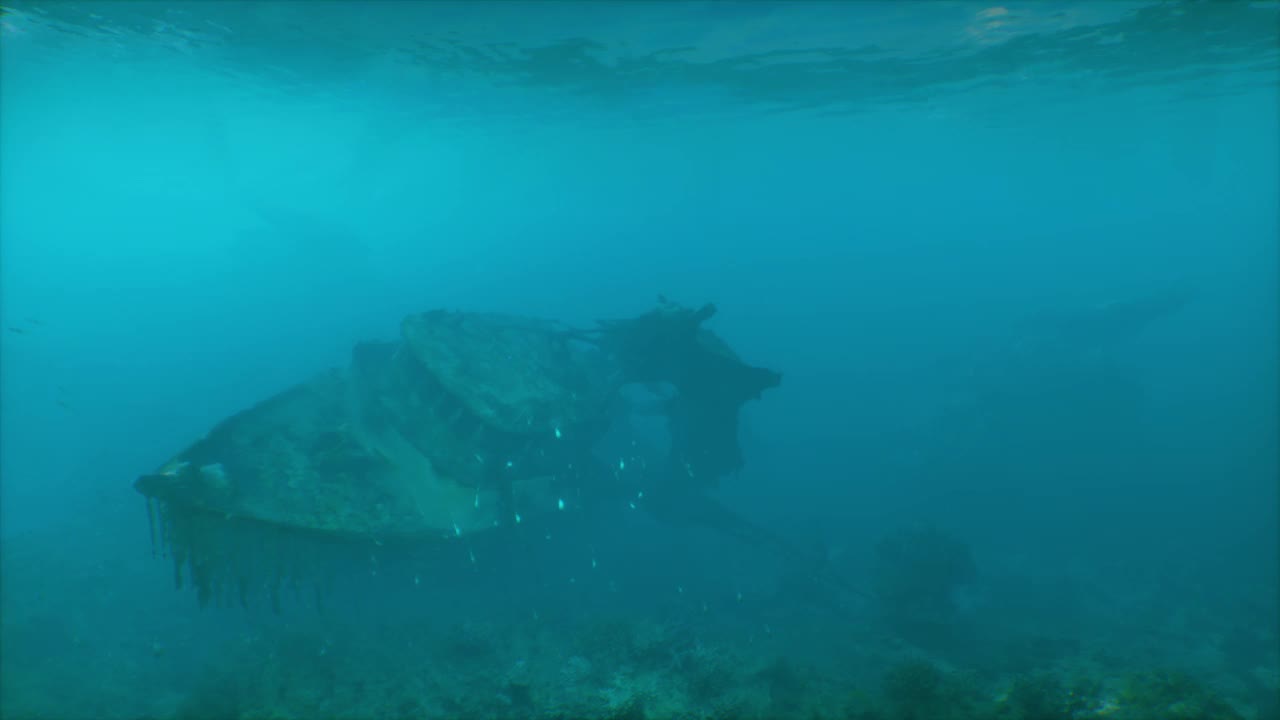 船沉在海水里视频素材