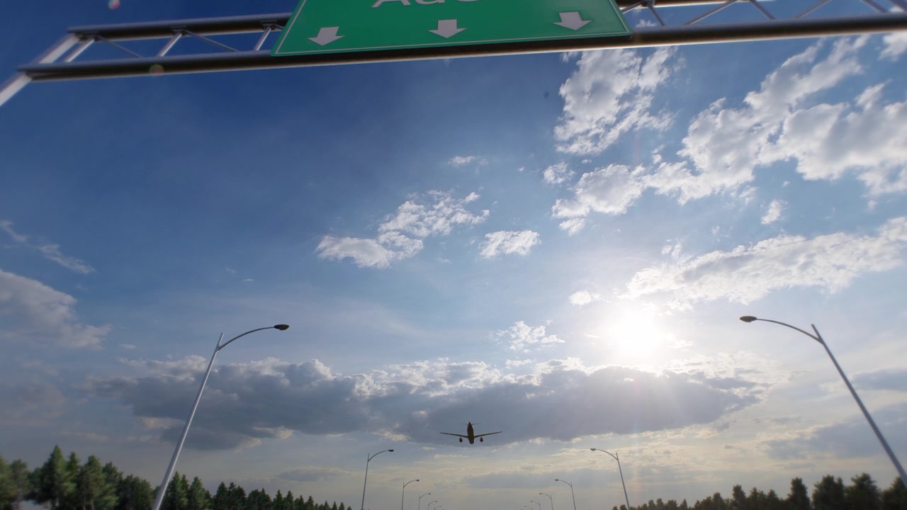 亚丁市道路标志-飞机抵达亚丁机场前往也门视频素材画面4