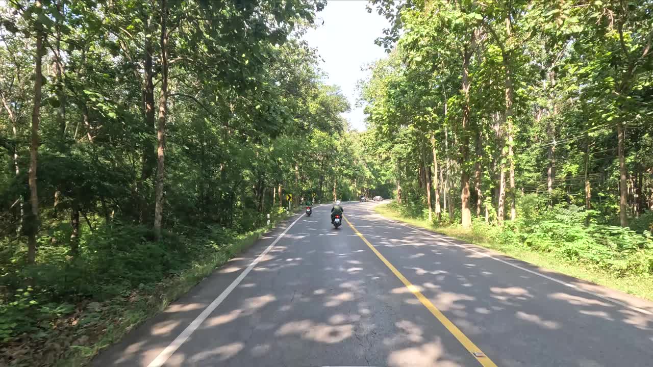 森林路摩托车之旅视频素材