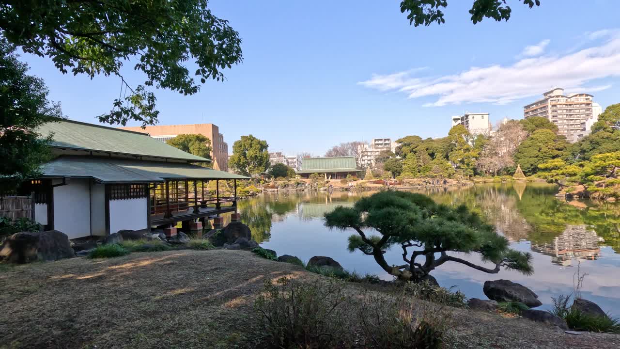 宁静的日本花园全景图视频素材