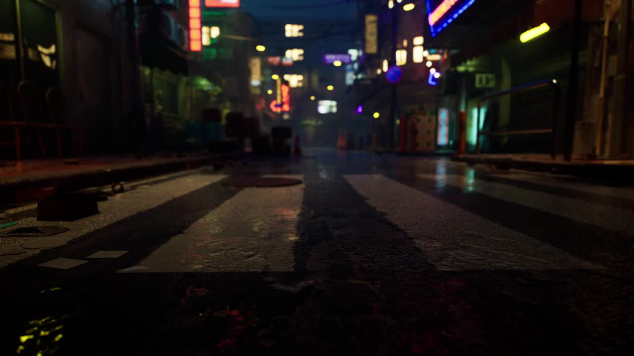 霓虹灯照亮亚洲城市的雨夜视频素材