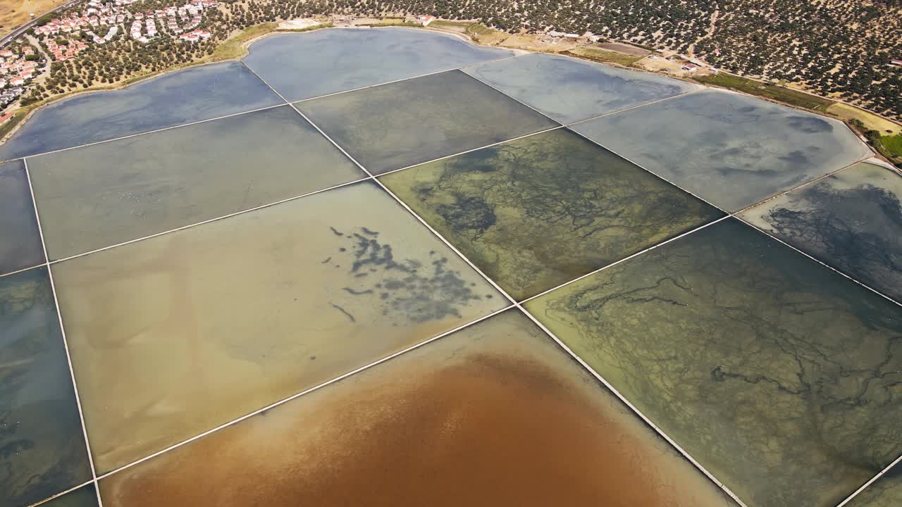 沿海盐渍化与蒸发池盐场视频素材