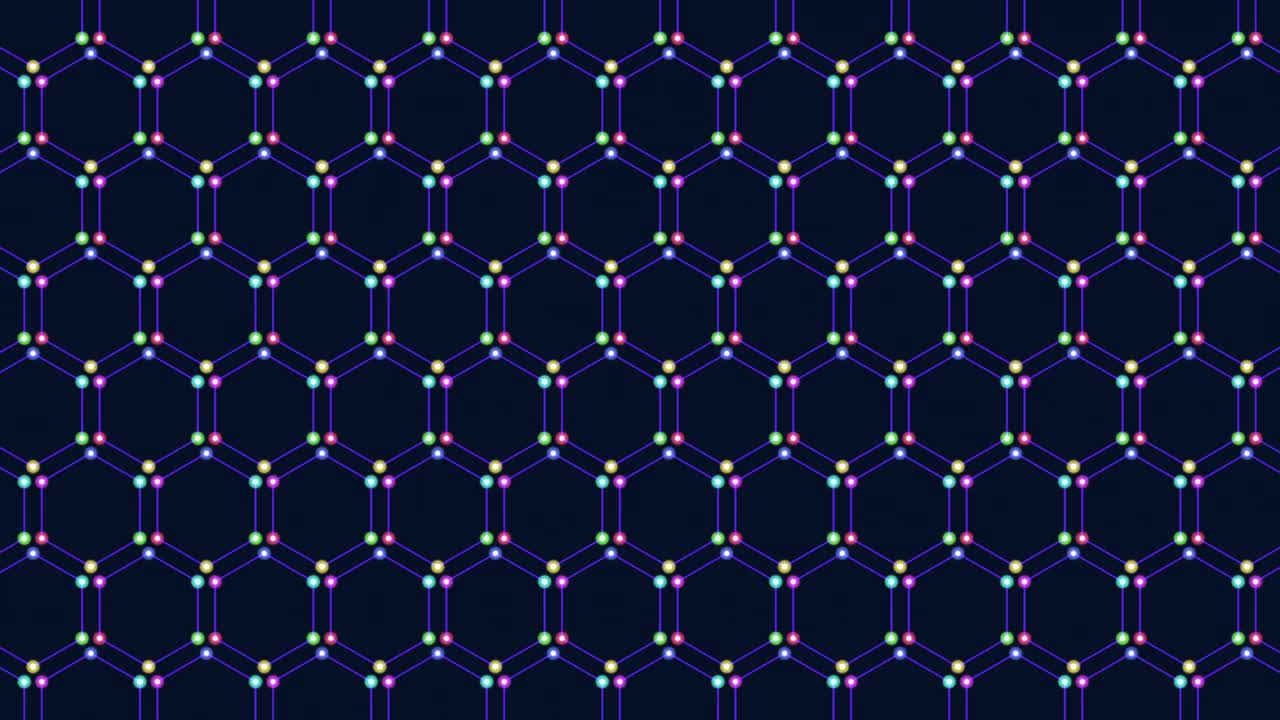 蓝色和紫色的六边形网格图案视频素材