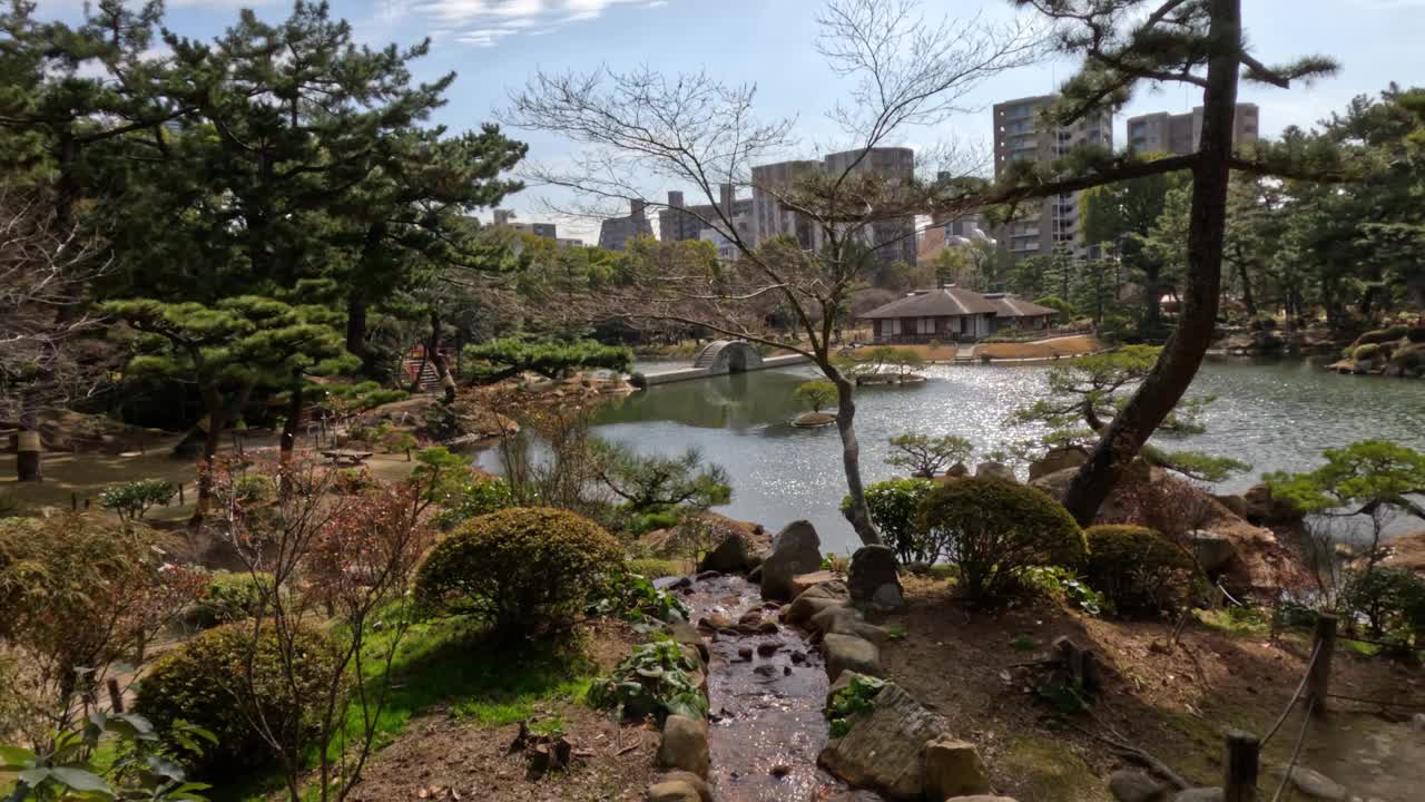 宁静的日本花园全景图视频素材