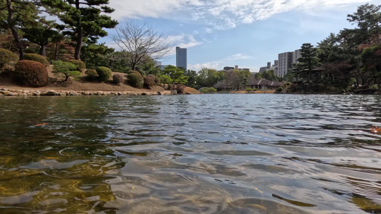 宁静的湖滨城市景观视频素材