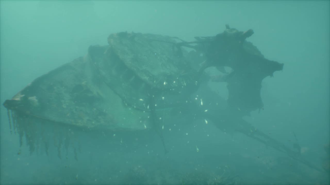 船沉在海水里视频素材