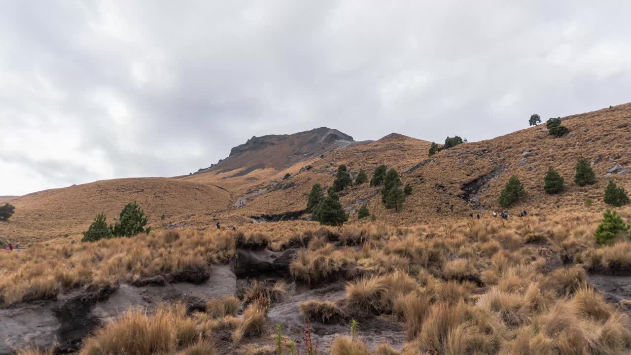 延时摄影从不同的角度展示了墨西哥特拉斯卡拉拉马林奇火山周围快速移动的生命视频素材