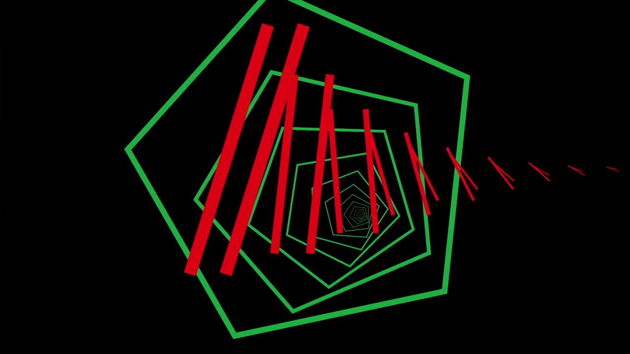 动画-抽象的霓虹灯六边形隧道与未来的氛围视频素材