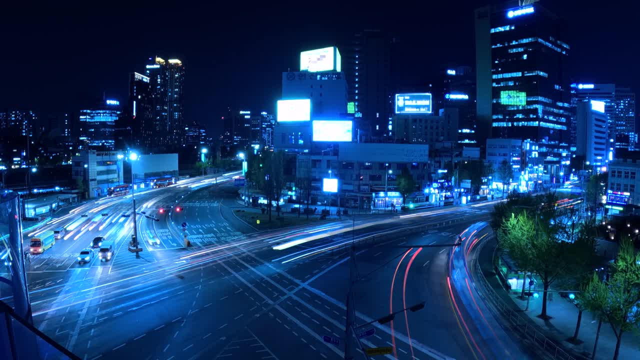 首尔，中区，首尔站，市中心和城市夜景/韩国视频素材