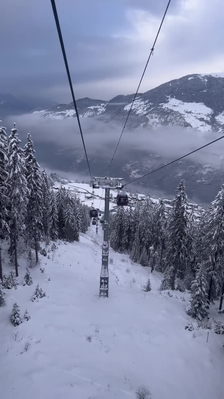 法国阿尔卑斯山脉Courchevel的冬季风景。视频素材