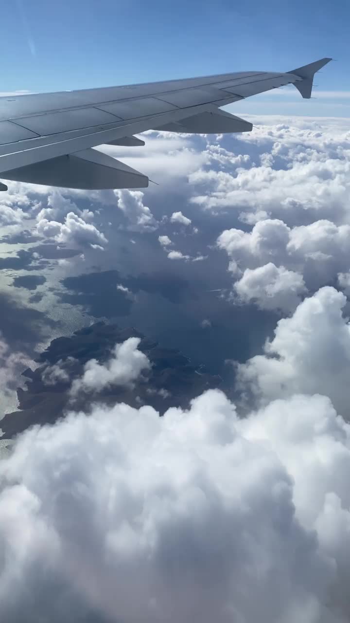 美丽的景色从飞机，垂直视频，多云的天空，飞行，夏天视频下载