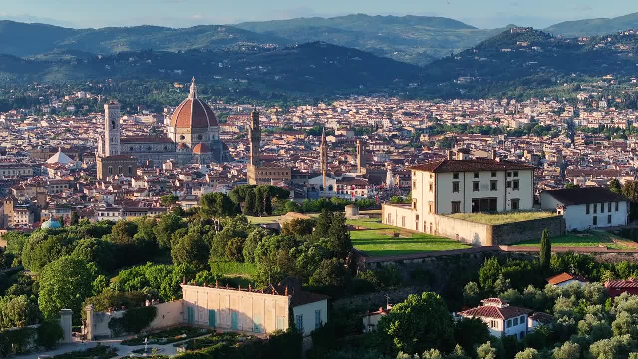 城堡和佛罗伦萨的城市景观，意大利视频素材