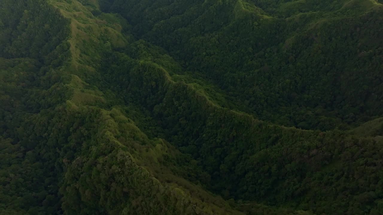 鸟瞰图，印尼，有茂密热带森林的伊里山。视频素材