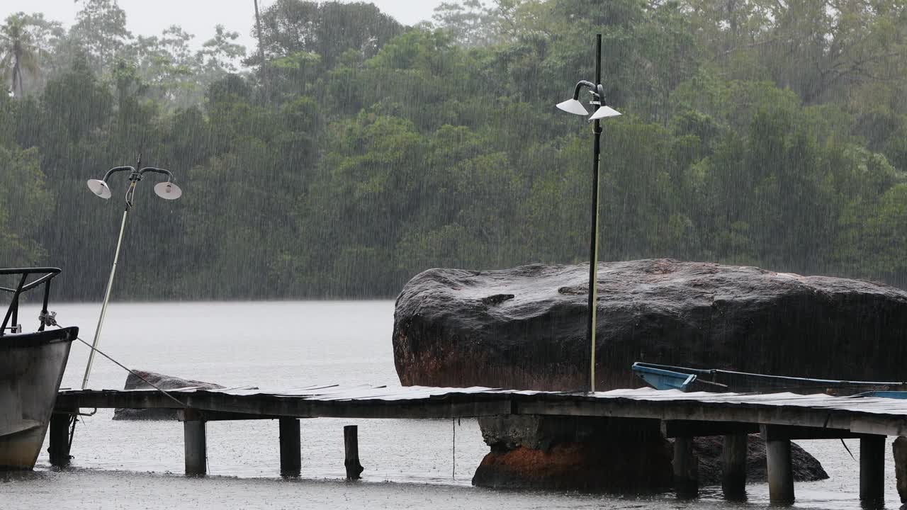 大雨落在老桥墩上视频下载