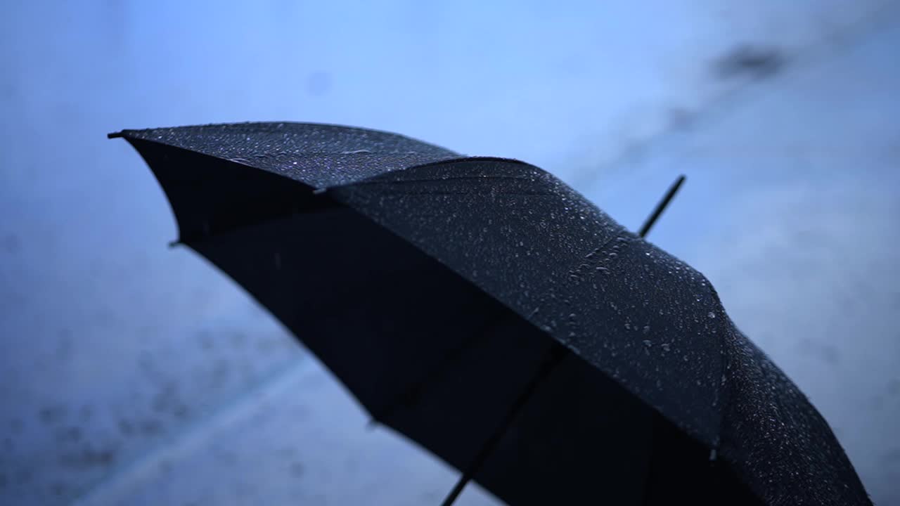 夜晚背景下城市街道上的阴雨天气视频素材