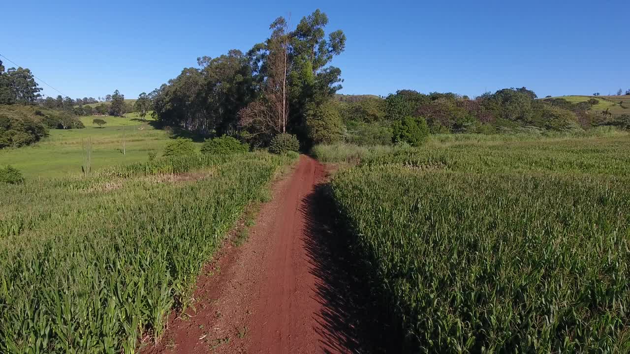 空中无人机镜头骑自行车通过风景秀丽的乡村景观视频素材