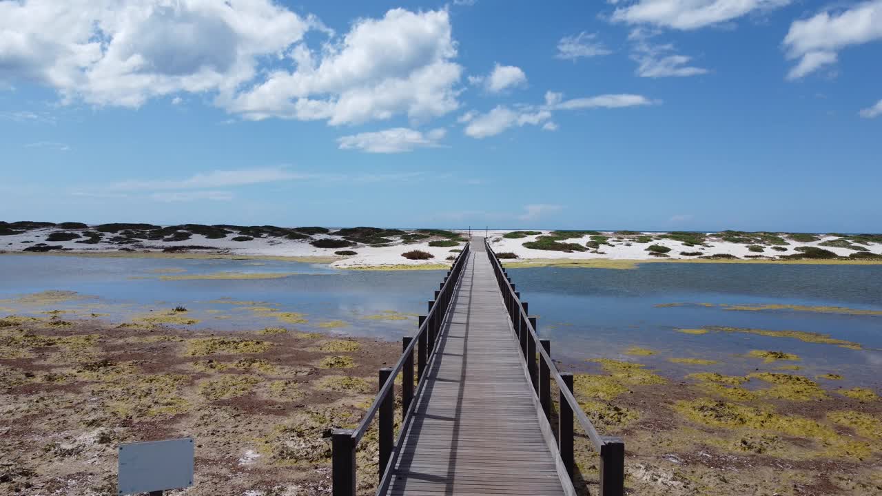 鸟瞰撒丁岛阿鲁塔斯海和马里厄米海滩晶莹剔透的海水视频下载