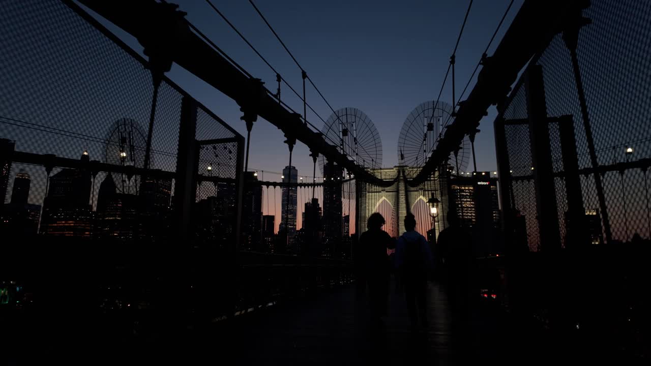 布鲁克林大桥夜景视频素材