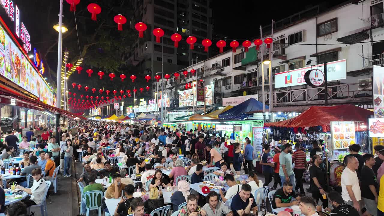 马来西亚吉隆坡Jalan Alor Bukit Bintang街头小吃视频下载