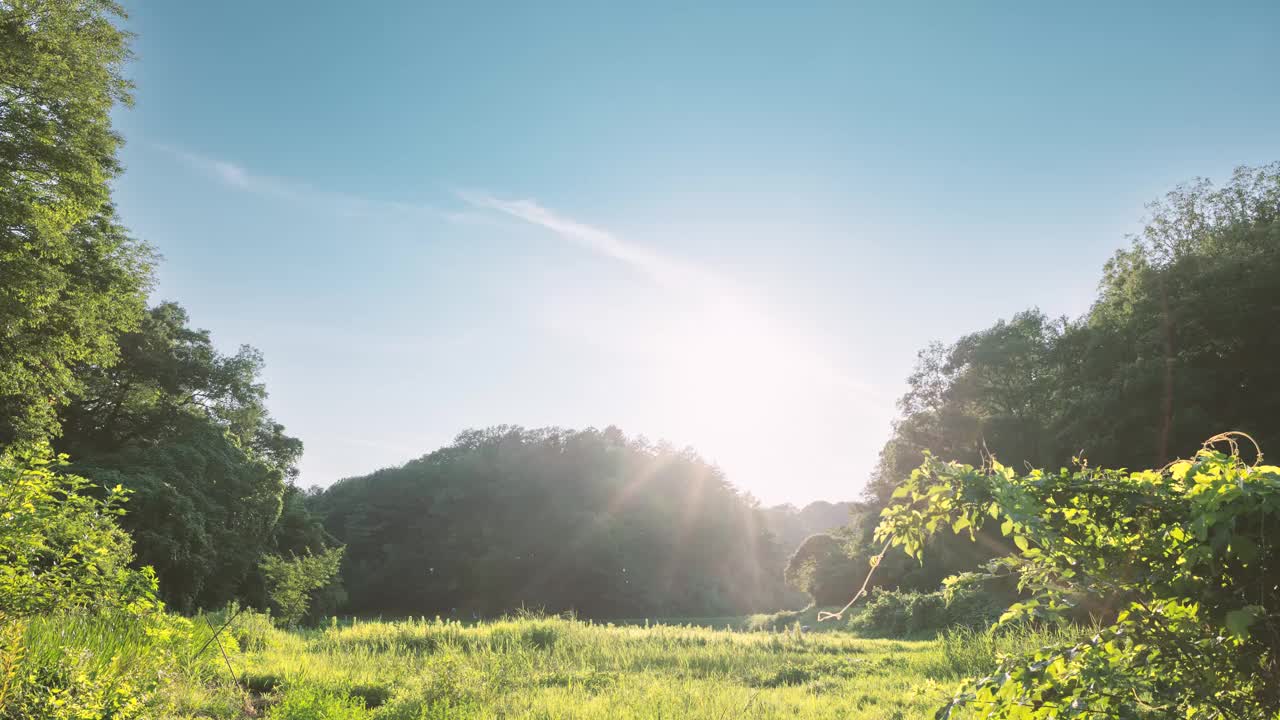 日落的乡村景观在日本拍摄的时间推移。视频下载