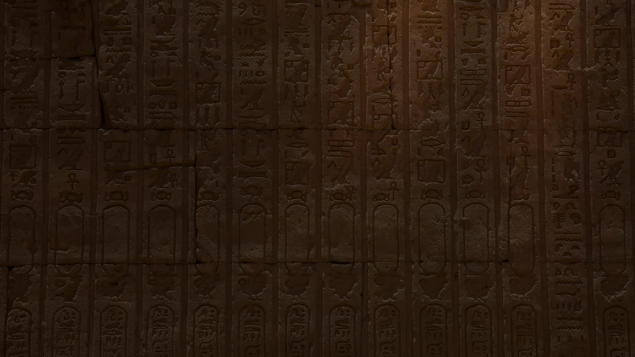 埃及卢克索埃德富神庙里的古老象形文字。视频素材画面1