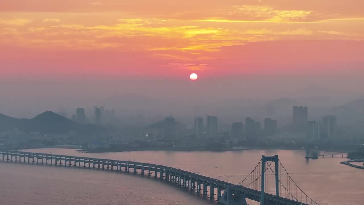 黄昏的跨海大桥视频素材