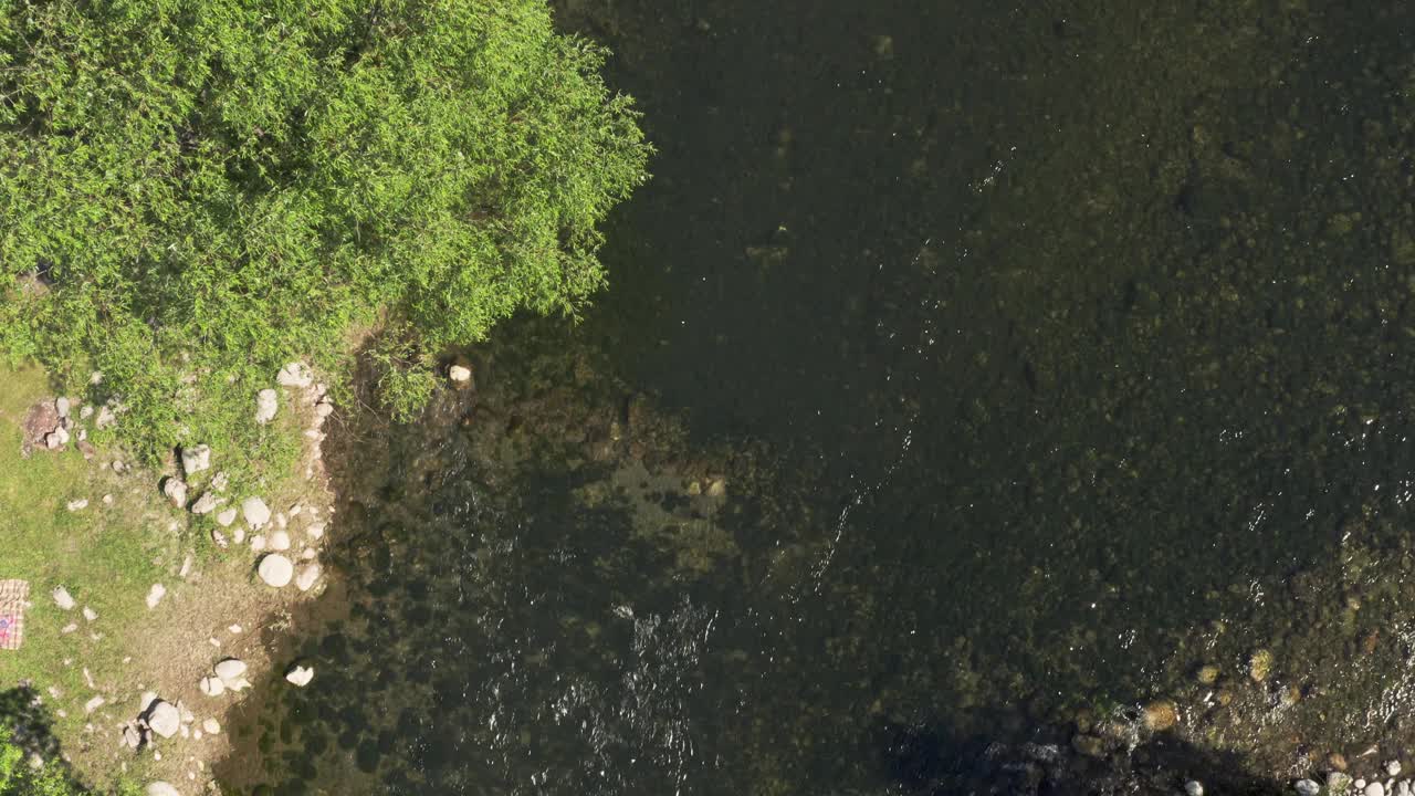 航拍无人机拍摄的美丽风景。森林和宁静安详的山河。峡谷自然风光优美，江河纵横于山间。视频素材