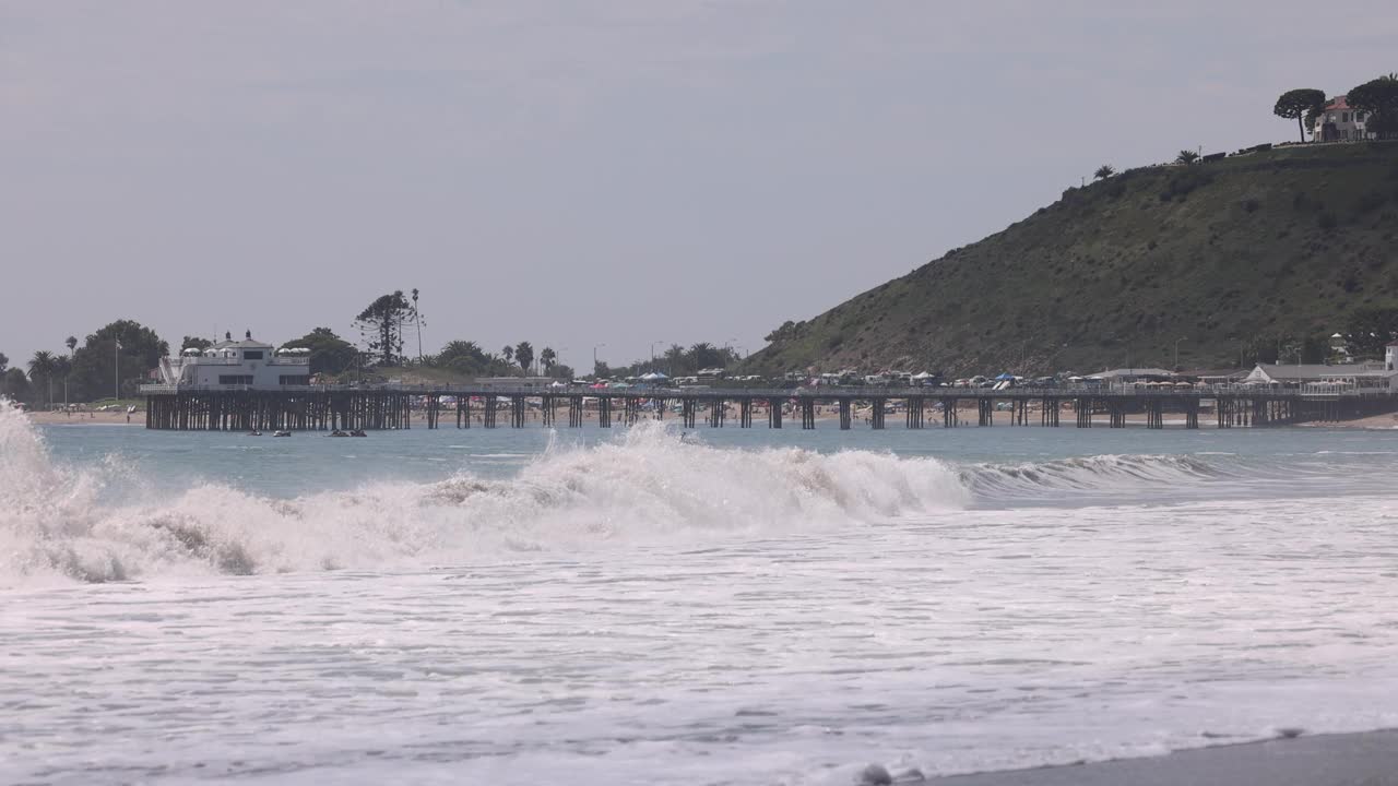 马里布加州码头和海滩视频下载