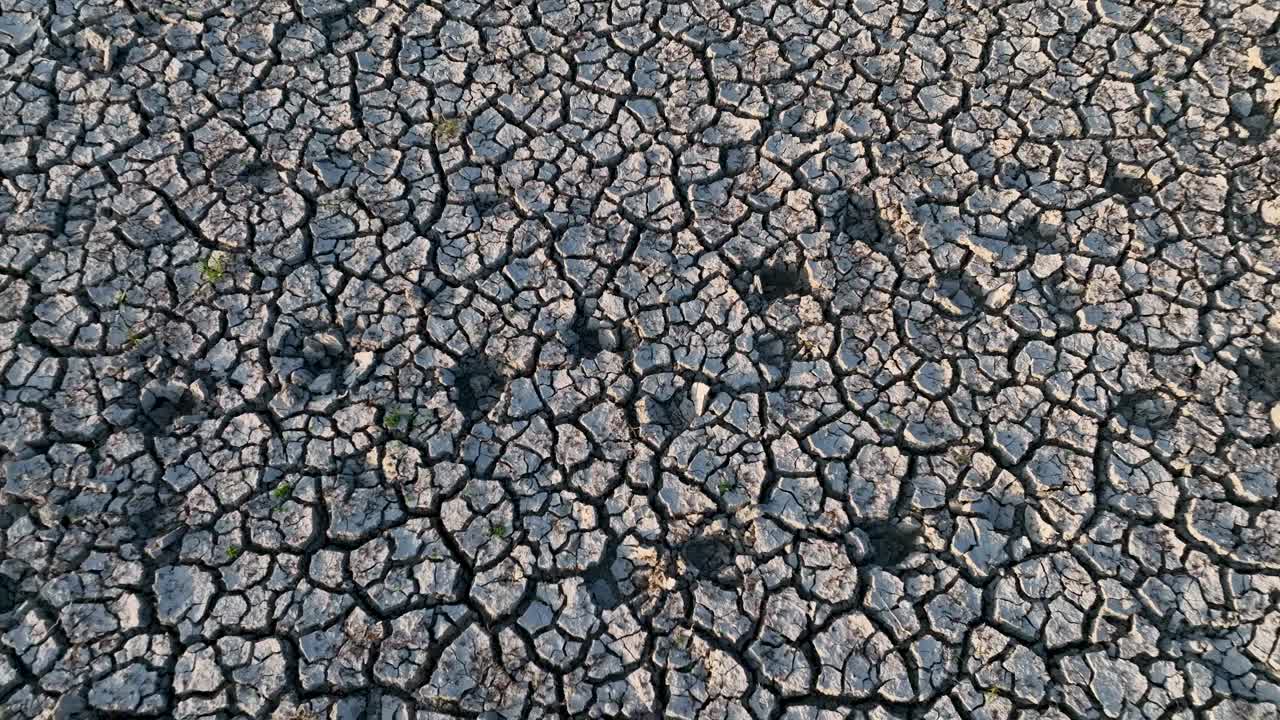 气候变化对湿地的影响:濒临灭绝栖息地的鸟瞰图视频素材