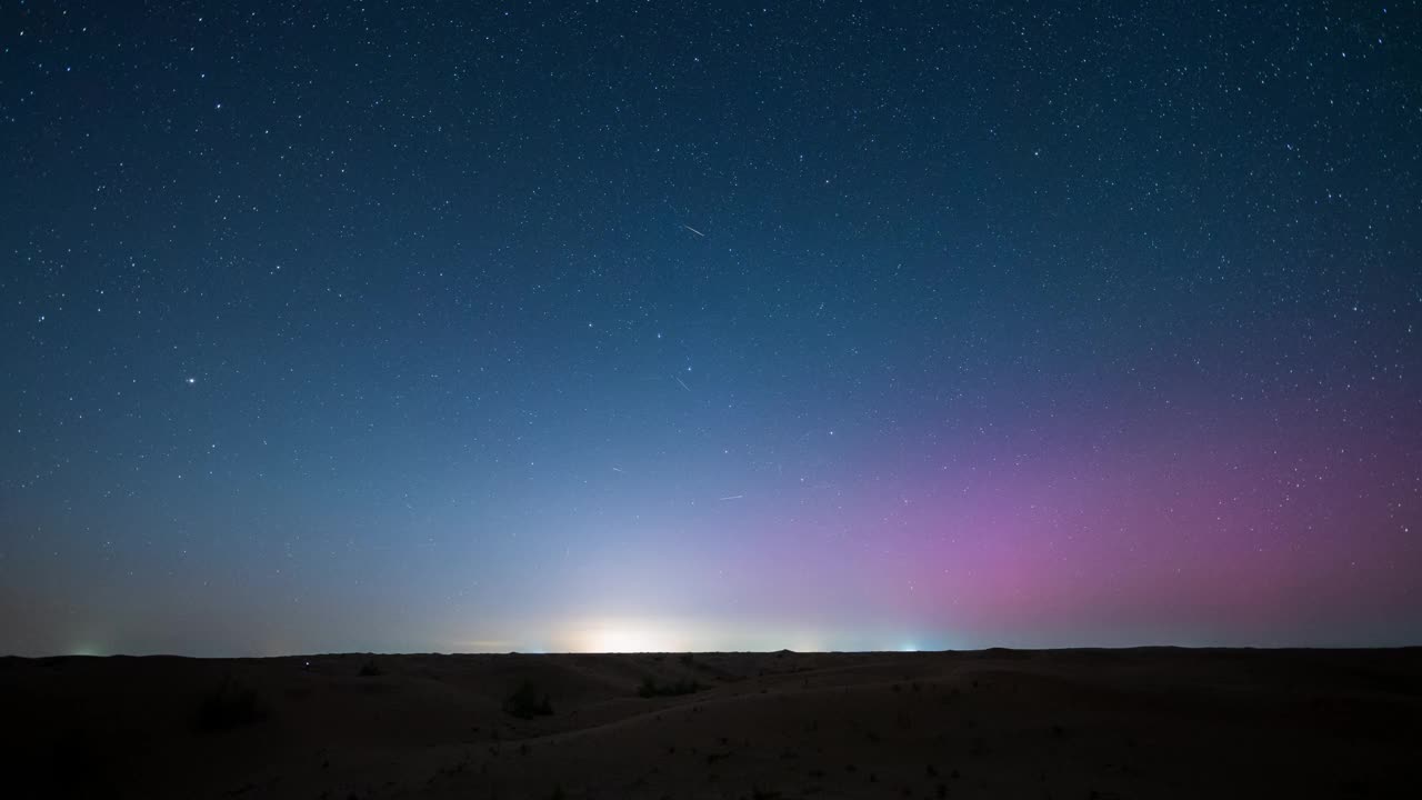 内蒙古库布其沙漠上迷人的星迹视频素材