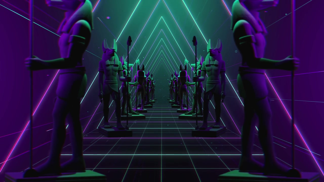 VJ循环动画：隧道中的摩艾雕像视频素材画面4