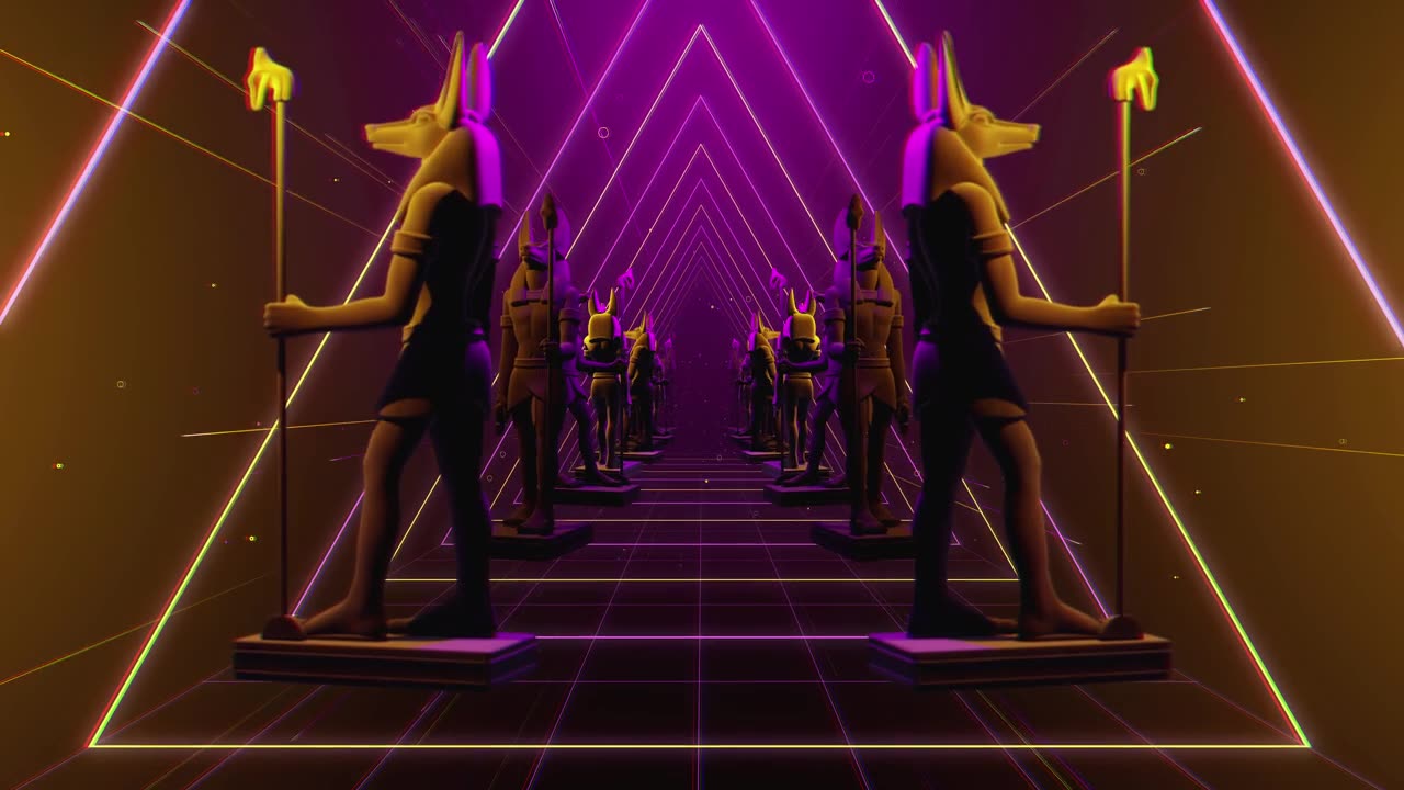隧道中的摩艾雕像VJ循环动画视频素材画面1