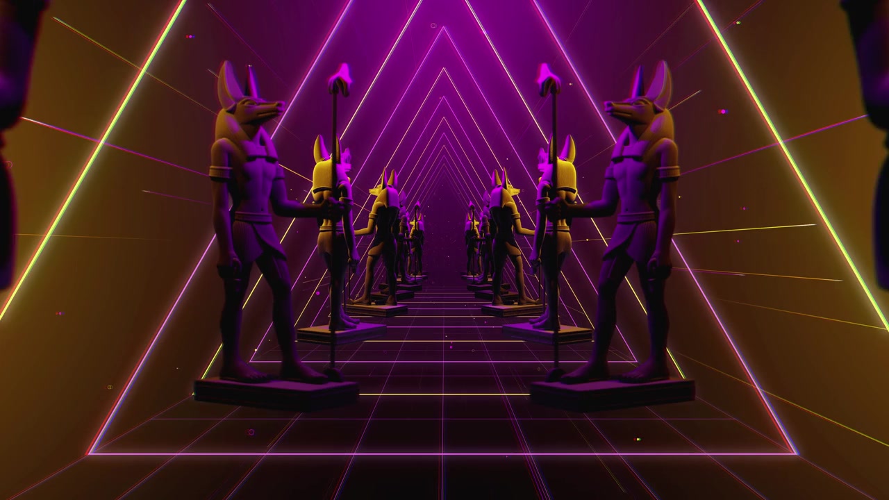 隧道中的摩艾雕像VJ循环动画视频素材画面2
