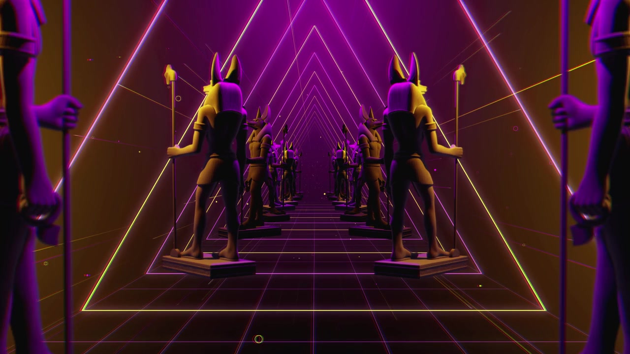 隧道中的摩艾雕像VJ循环动画视频素材画面3
