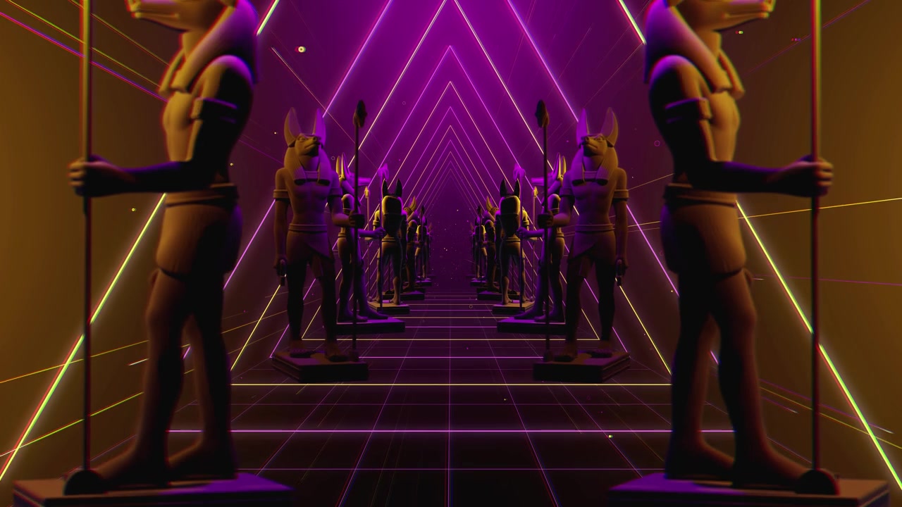 隧道中的摩艾雕像VJ循环动画视频素材画面4