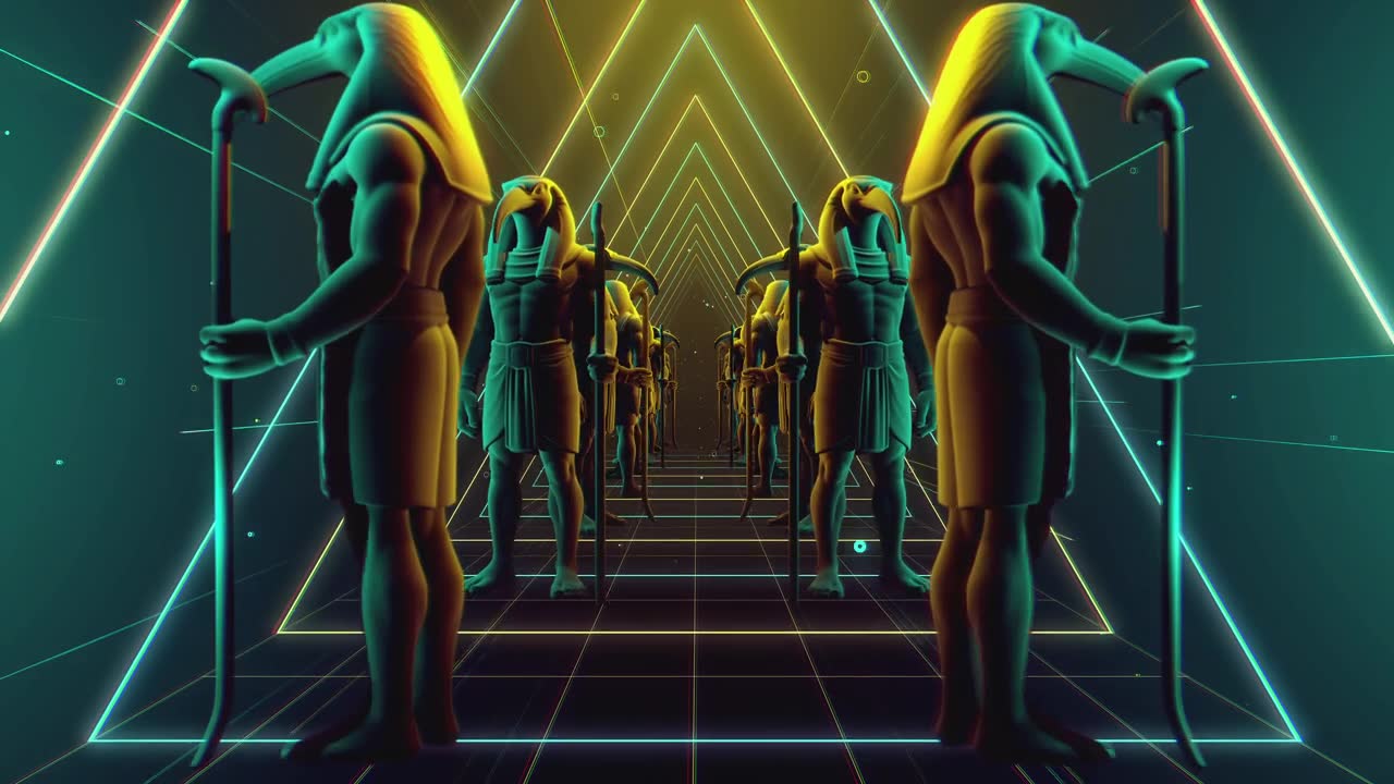古埃及神托特雕像的VJ循环动画视频素材画面1