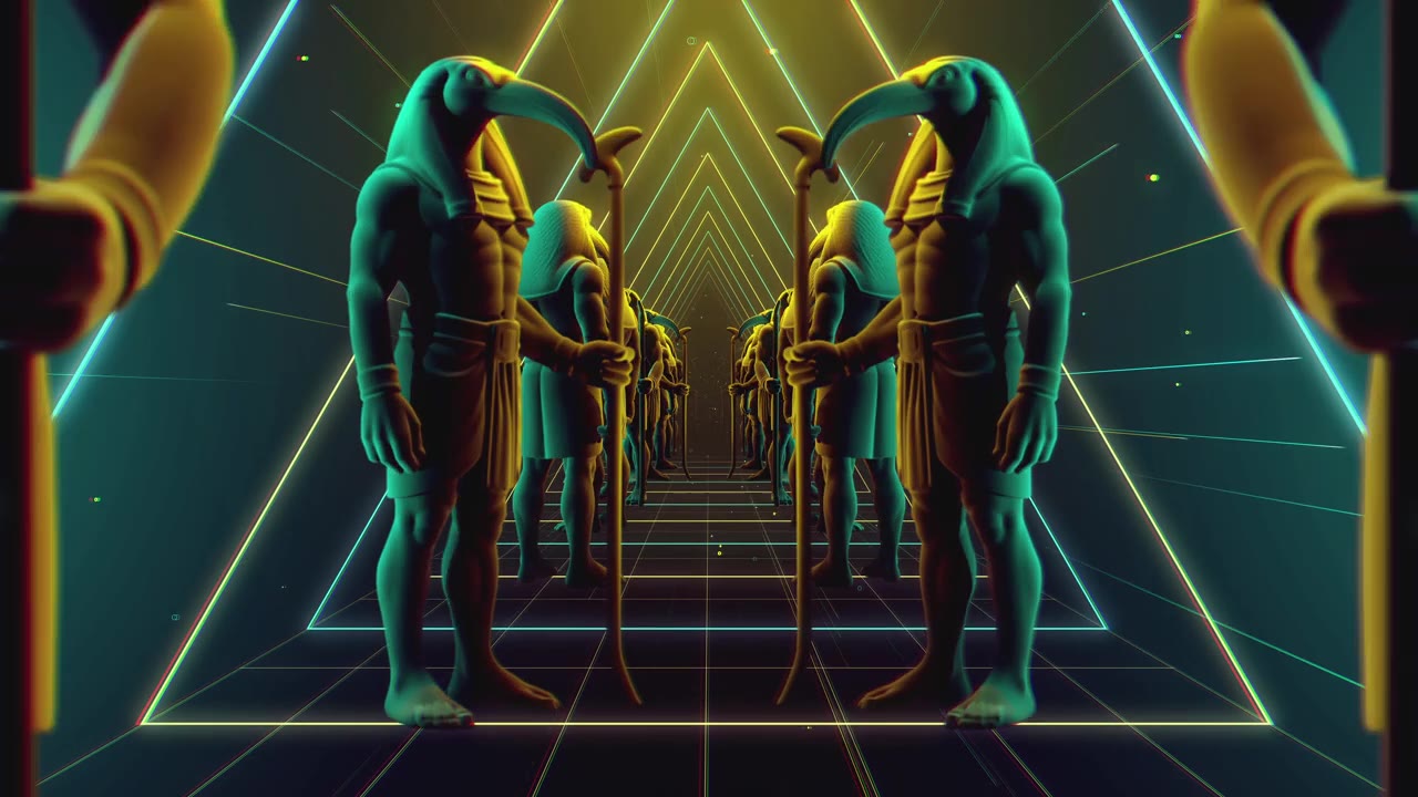 古埃及神托特雕像的VJ循环动画视频素材画面2